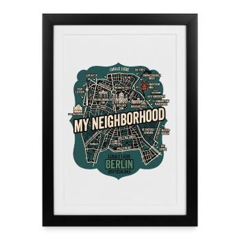 Berlin Meine Nachbarschaft - Gerahmtes Poster (27 × 37 cm) - Schwarz - Vorne