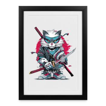Japanese Cat - Framed poster (27 × 37 cm) - black - Front