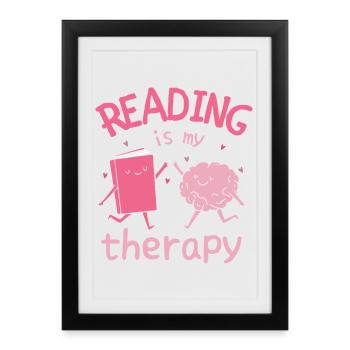 La lecture est ma thérapie - Affiche encadrée (27 × 37 cm) - noir - Devant