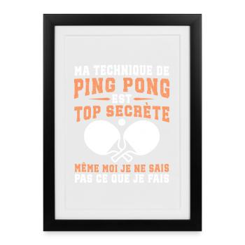 ma technique de ping-pong - Affiche encadrée (27 × 37 cm) - noir - Devant