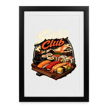 Sushi Club Japanese Food Lover Design - Gerahmtes Poster (27 × 37 cm) - Schwarz - Vorne