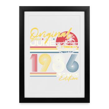 June 1986 Vintage Birthday Vintage Gift - Framed poster (27 × 37 cm) - black - Front