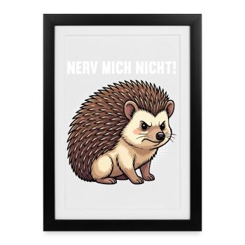 Nerv Mich Nicht Igel Igelliebhaber Igelfan Stachel - Gerahmtes Poster (27 × 37 cm) - Schwarz - Vorne