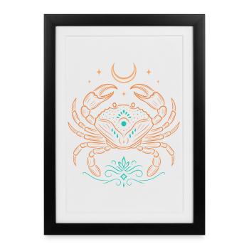 Signe du zodiaque du Cancer – Symbole astrologique - Affiche encadrée (27 × 37 cm) - noir - Devant