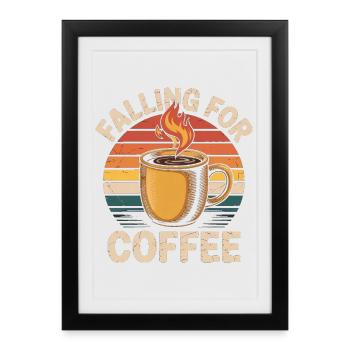 Falling For Coffee Retro Vintage Fall - Framed poster (27 × 37 cm) - black - Front