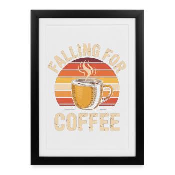 Falling For Coffee Retro Vintage Fall - Framed poster (27 × 37 cm) - black - Front