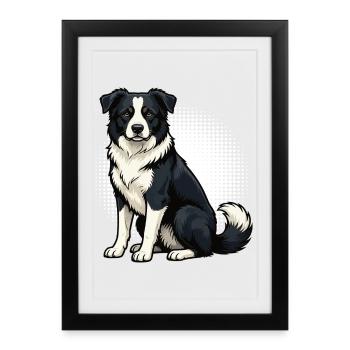 Border Collie Propriétaire Collie Amant de Collie - Affiche encadrée (27 × 37 cm) - noir - Devant