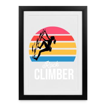 Logo vintage Classic Rock Climber Cadeau pour elle - Affiche encadrée (27 × 37 cm) - noir - Devant