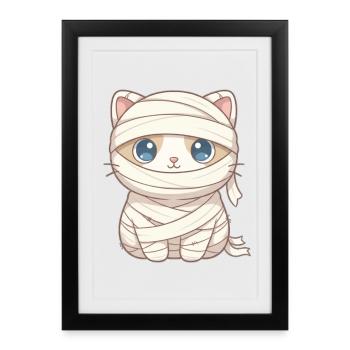 Cat as mummy on Halloween - Framed poster (27 × 37 cm) - black - Front