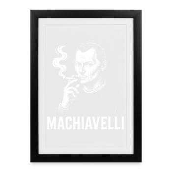 Stratège de la Renaissance de Machiavel Portrait de la fumée - Affiche encadrée (27 × 37 cm) - noir - Devant