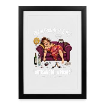 POCHETRONNE & SOFA ARTISANE DE LA PICOLA ET VOILA - Affiche encadrée (27 × 37 cm) - noir - Devant