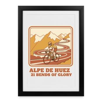 Alpe d’Huez Cyclisme Vintage - Affiche encadrée (27 × 37 cm) - noir - Devant