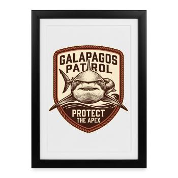 Patrouille des Galápagos Protéger l’Apex – Shark Crest - Affiche encadrée (27 × 37 cm) - noir - Devant
