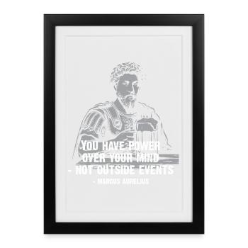 Citation stoïcienne de Marc Aurèle avec de la bière - Affiche encadrée (27 × 37 cm) - noir - Devant
