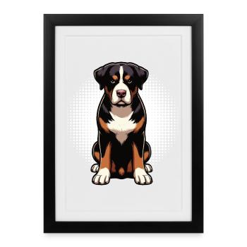Appenzeller Sennenhund Sennenhunde Sennenhundmama - Gerahmtes Poster (27 × 37 cm) - Schwarz - Vorne