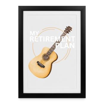 Guitare : mon plan de retraite : cadeau musical drôle - Affiche encadrée (27 × 37 cm) - noir - Devant