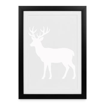 Moonlight Deer Silhouette - Framed poster (27 × 37 cm) - black - Front
