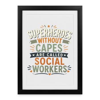 Cadeau d’assistant social pour l’école LCSW - Affiche encadrée (27 × 37 cm) - noir - Devant