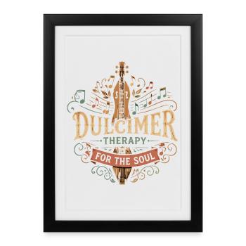 Dulcimer Musicien de Dulcimer Instrument pincé - Affiche encadrée (27 × 37 cm) - noir - Devant