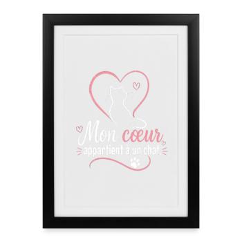 Mon cœur appartient à un chat - Affiche encadrée (27 × 37 cm) - noir - Devant