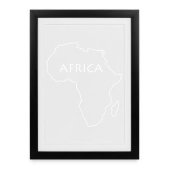 Africa Line Map in Black and White - Framed poster (27 × 37 cm) - black - Front