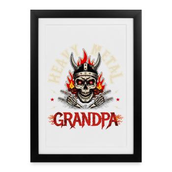 Heavy Metal Grandpa Funny Rock Skull Gift - Framed poster (27 × 37 cm) - black - Front