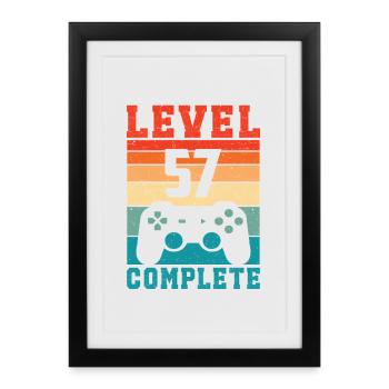57th Birthday Level 57 Complete 57 Years Gamer - Framed poster (27 × 37 cm) - black - Front