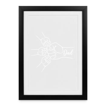 Dad to the power 3 proud dad 3 kids dad of three - Framed poster (27 × 37 cm) - black - Front