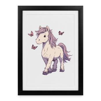 Bangs with butterflies - Framed poster (27 × 37 cm) - black - Front