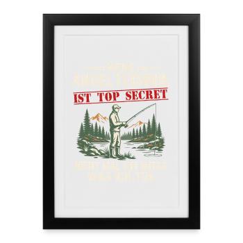 meine angeltechnικ ist top secret  - Angeln Angler - Gerahmtes Poster (27 × 37 cm) - Schwarz - Vorne