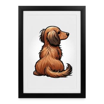 Long-haired Dachshund Dachshund Holder Dachshund Tekkel - Framed poster (27 × 37 cm) - black - Front