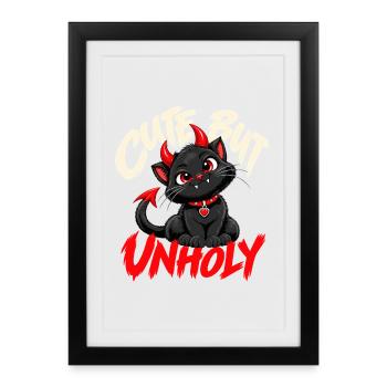 Cute But Unholy Schwarze Katze Gothic - Gerahmtes Poster (27 × 37 cm) - Schwarz - Vorne