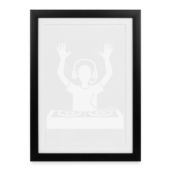DJ Silhouette mit Kopfhörern - Gerahmtes Poster (27 × 37 cm) - Schwarz - Vorne