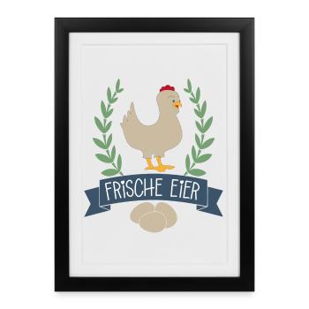 Frische Eier - Gerahmtes Poster (27 × 37 cm) - Schwarz - Vorne