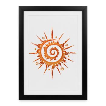 Soleil d'été, moulinet, orange - Affiche encadrée (27 × 37 cm) - noir - Devant