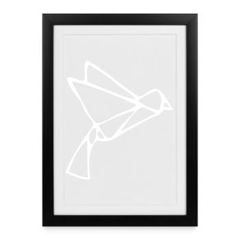 Origami Hirondelle - Affiche encadrée (27 × 37 cm) - noir - Devant