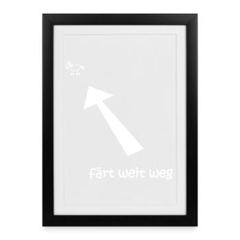 färt loin, färt, drôle de T-shirt de cheval - Affiche encadrée (27 × 37 cm) - noir - Devant