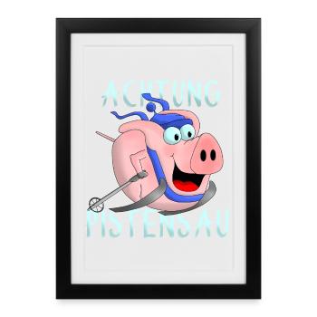 Attention à la piste - Affiche encadrée (27 × 37 cm) - noir - Devant