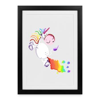 Unicorn farts a rainbow - Framed poster (27 × 37 cm) - black - Front