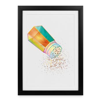 Pepper shaker made of colored glass with peppercorns - Framed poster (27 × 37 cm) - black - Front
