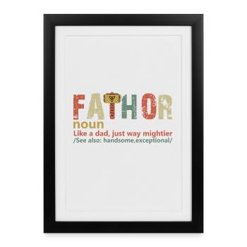 fathor comme papa juste façon plus puissante fête des pères thor - Affiche encadrée (27 × 37 cm) - noir - Devant