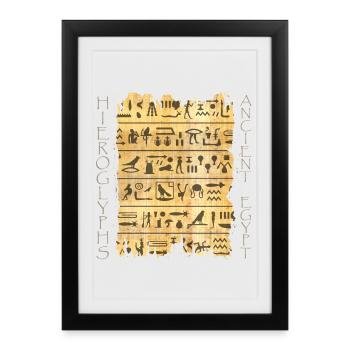 Papyri déchiré avec des hiéroglyphes - Affiche encadrée (27 × 37 cm) - noir - Devant