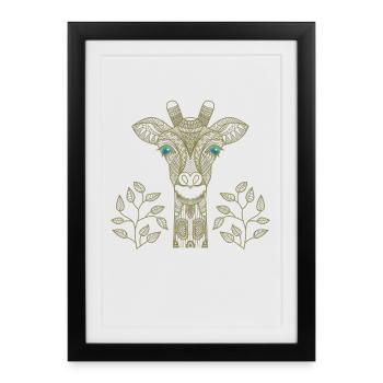 Zoo magique mystique avec girafe dorée - Affiche encadrée (27 × 37 cm) - noir - Devant