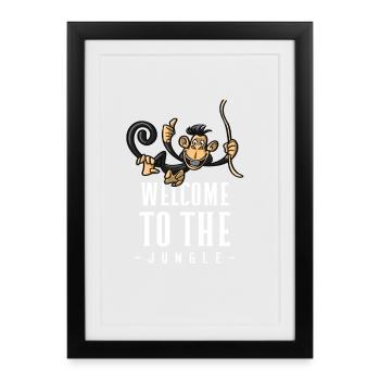 Jungle Monkey Bienvenue Design - Affiche encadrée (27 × 37 cm) - noir - Devant