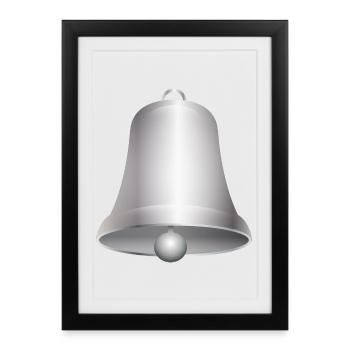 grande cloche d'église ou cloches argentées - Affiche encadrée (27 × 37 cm) - noir - Devant