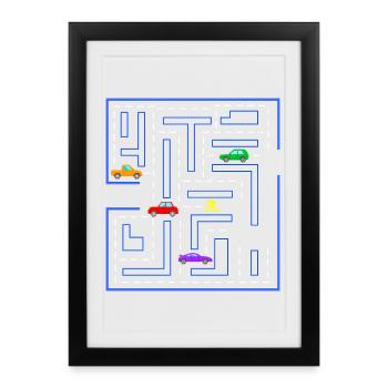 Course route, gamer, Gaming, racing bike, voitures - Affiche encadrée (27 × 37 cm) - noir - Devant