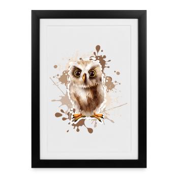 owl - Framed poster (27 × 37 cm) - black - Front