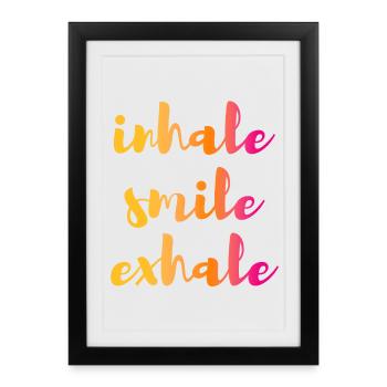 Yoga Quote Inhale Inhale Exhale Gradient om - Framed poster (27 × 37 cm) - black - Front