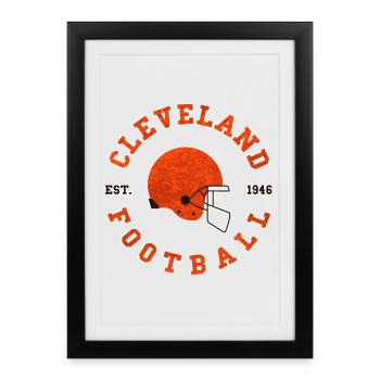 Casque vintage de football de Cleveland - Affiche encadrée (27 × 37 cm) - noir - Devant