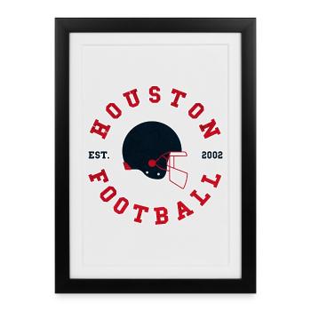 Houston Football Retro Logo - Framed poster (27 × 37 cm) - black - Front